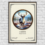 Poster Caribou Zoology Series<br><div class="desc">• This digital illustration features a detailed specimen study presented in a classic natural history museum style with scientific data and a vintage aesthetic.
• Requests and/or questions are encouraged and appreciated!</div>