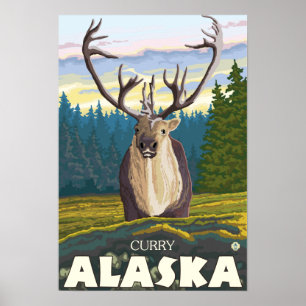 Poster Caribu no selvagem - caril, Alaska