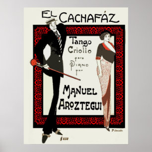Póster Caricatura Argentina - 1920 Vintage - Música Folha
