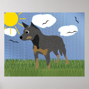Póster Caricatura - Cão de Bovinos Australiano