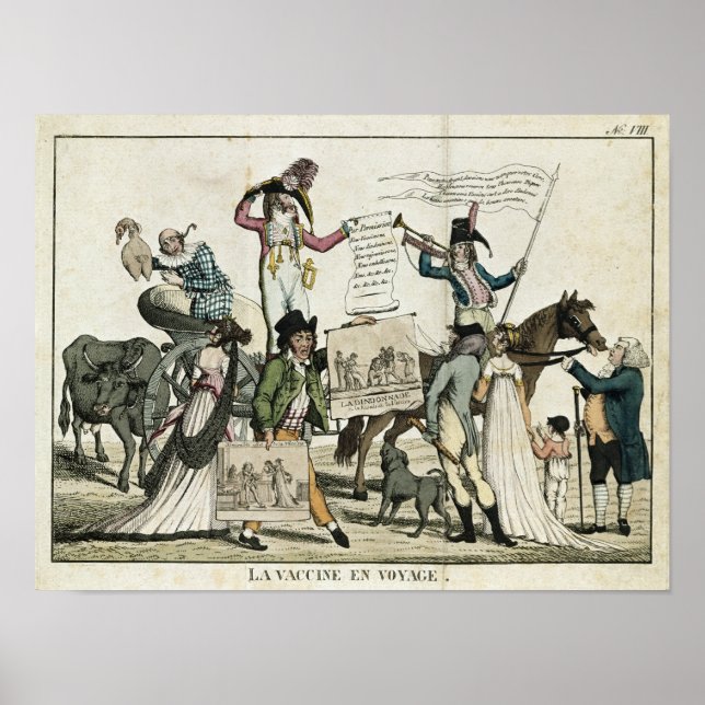 Póster Caricatura de médicos quack que oferecem vacinas (Frente)