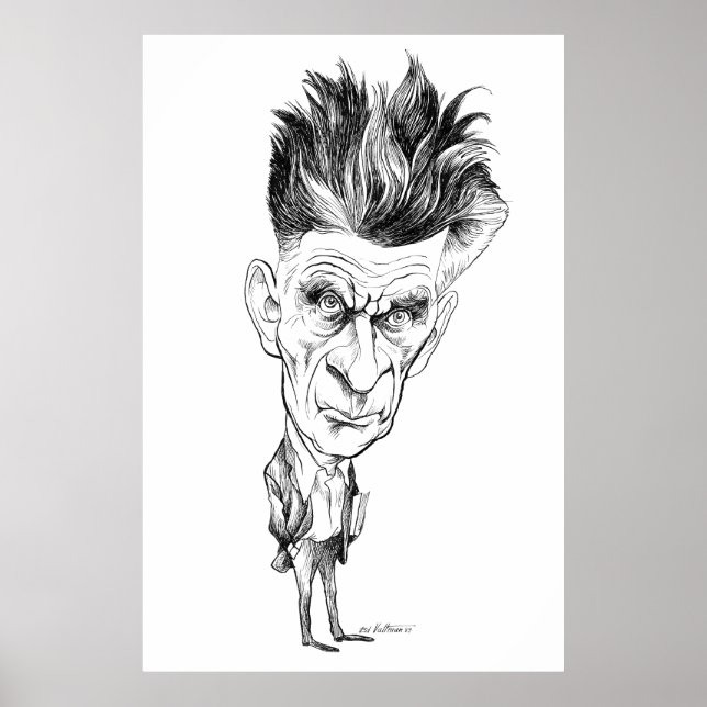 Poster Caricatura de Samuel Beckett por Edmund S Valtman (Frente)
