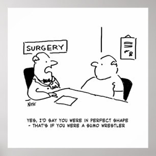 Poster Caricatura de Sumo de Obesidade Médica e de Doent