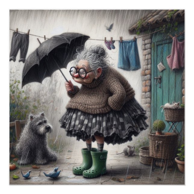 Póster Caricatura de velhota (Frente)