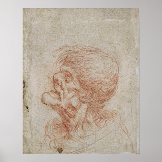 Póster Caricatura Head Study of an Old Man, c.1500-05 (Frente)