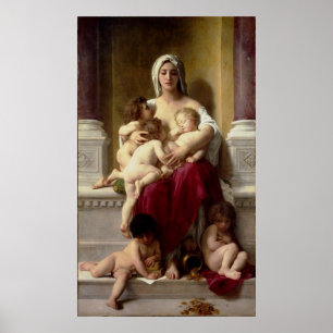 Póster Caridade clássica da pintura de Bouguereau (La