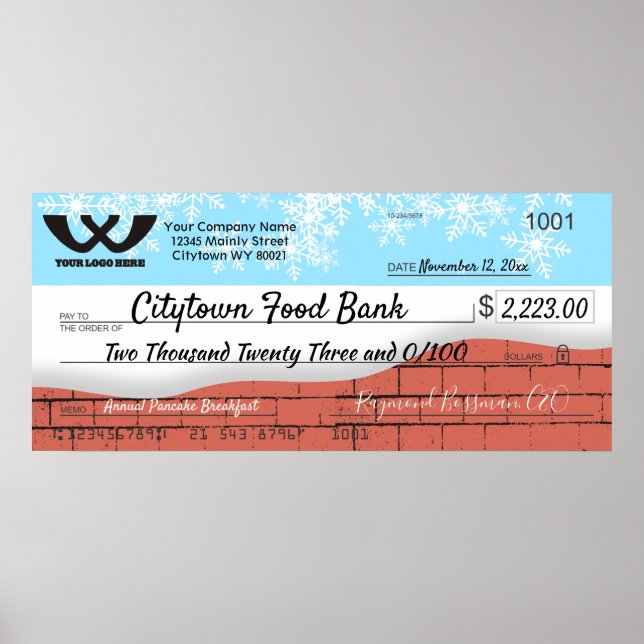 Poster Caridade gigante Faux checar flocos de neve de Nat (Frente)