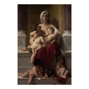 Póster Caridade por William Adolphe Bouguereau