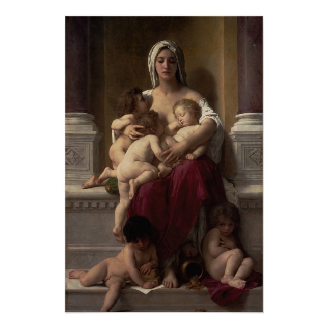 Póster Caridade por William Adolphe Bouguereau (Frente)