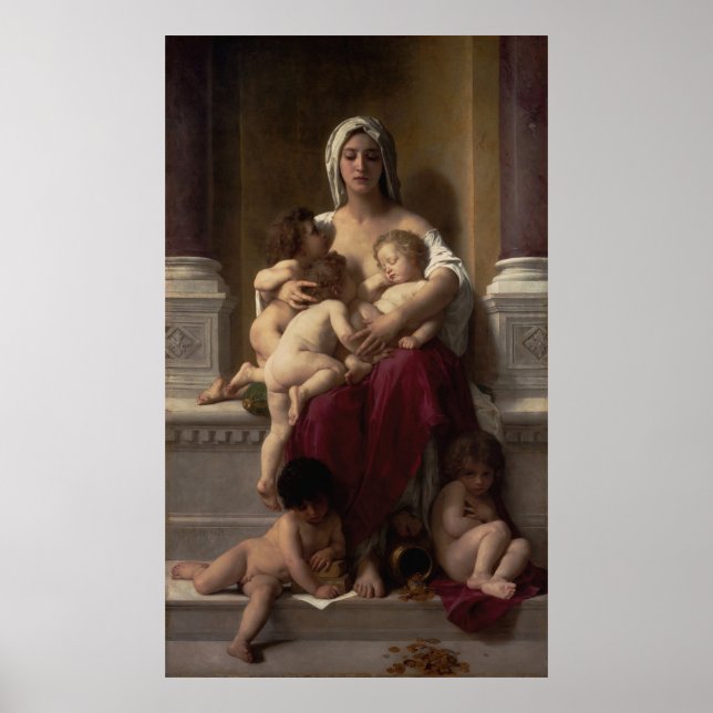 Poster Caridade por William Adolphe Bouguereau (Frente)