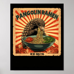 Poster Carimbo de arte japonesa clássica macarrão pangoli