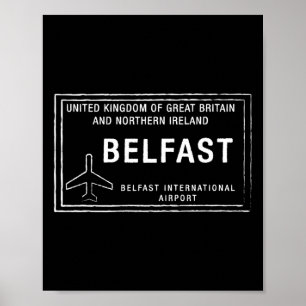 Poster Carimbo do Porto de Belfast Reino Unido Férias Via