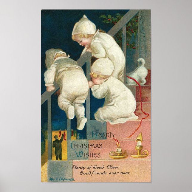 Póster Carinho de Natal Deseja Um Cartão De Peeking Para  (Frente)