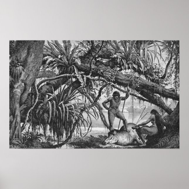 Póster Caripuna - Índios com anta (Frente)