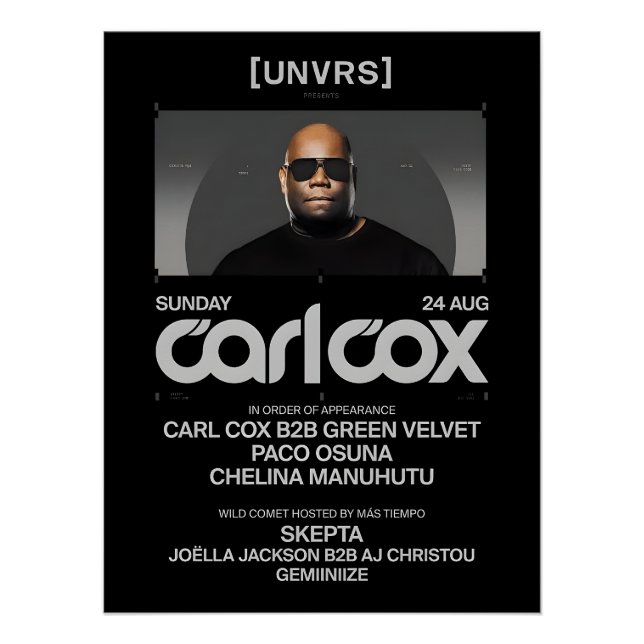 Póster Carl Cox - Event - [UNVRS] Poster (Frente)