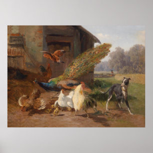 Poster Carl Jutz Vintage O cão no Poultry Yard