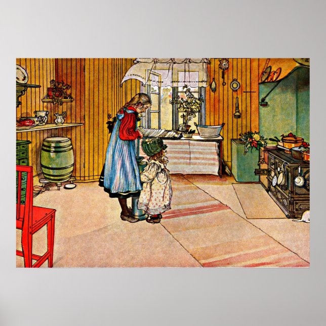 Póster Carl Larsson art: A Cozinha (Frente)