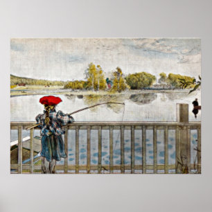 Póster Carl Larsson art: Pesca de Lisbeth