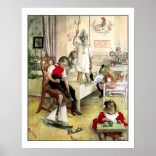 Poster Carl Larsson da Manhã de Natal Vintage Escandinávi