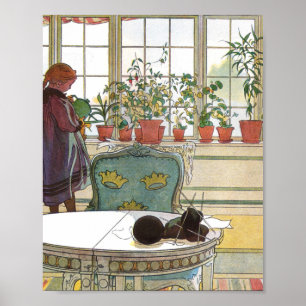 Poster Carl Larsson - Flores Na Janela