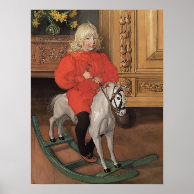 Poster Carl Larsson Murre Boy a cavalo de balanço (Frente)