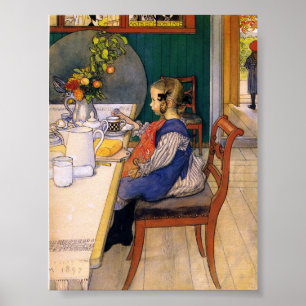 Poster Carl Larsson, um café da manhã infeliz da últim
