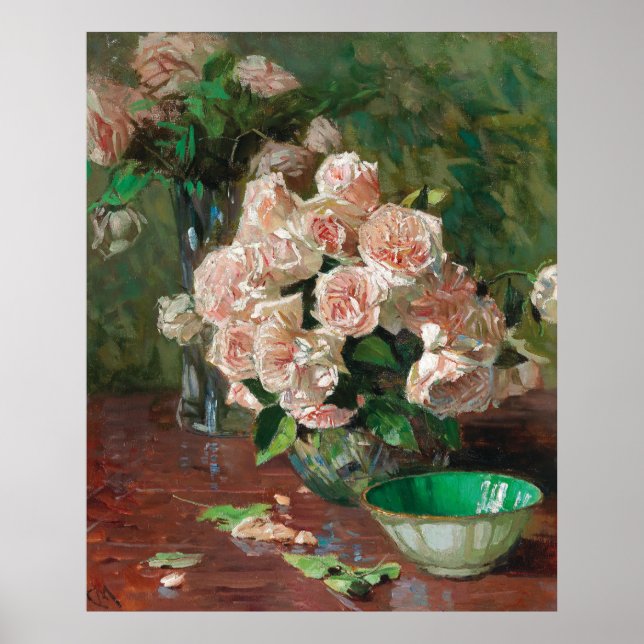 Poster Carl Moll Vintage White Roses (Frente)