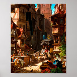 Poster Carl Spitzweg - Ankunft der Postkutsche 1859