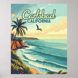 Poster Carlsbad California San Diego Beach Vintage