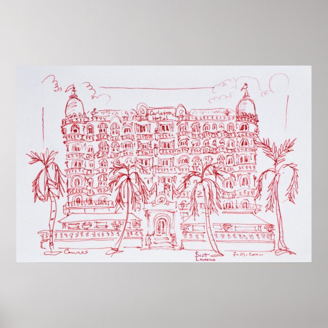 Póster Carlton Hotel, Cannes, França (Frente)
