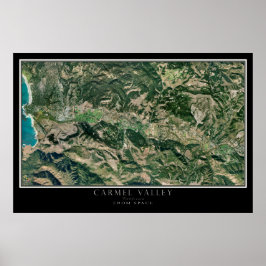 Póster Carmel Valley California Do Space Satellite Map