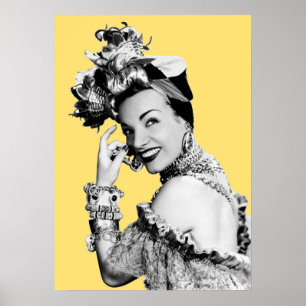 Poster Carmen Miranda Portrait Black and White Trabalho d