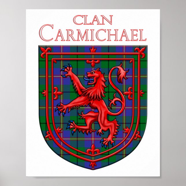 Poster Carmichael Tartan Scottish Xadrez Lion Rampant (Frente)