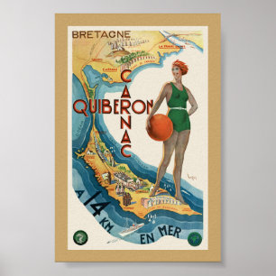 Poster Carnac - Quiberon França Cartaz Antigo 1930