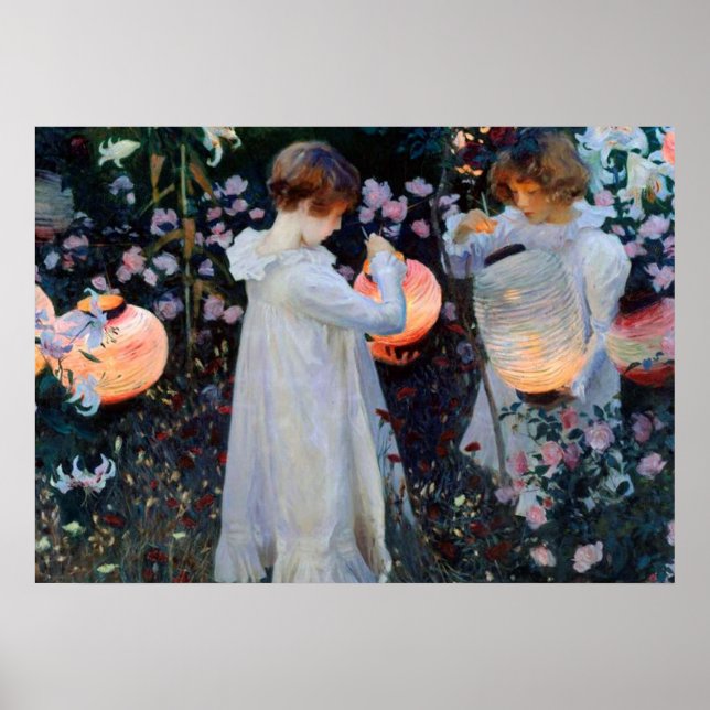Poster Carnation, Lily, Lily, Rose de John Singer Sargent (Frente)