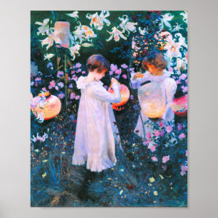 Poster Carnation, Lily, Rose Painting by John Singent