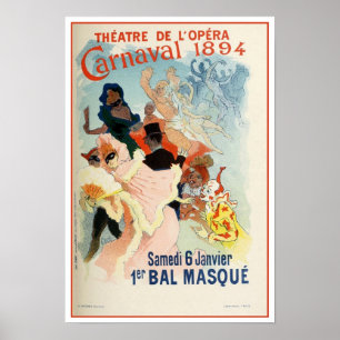 Póster Carnaval 1894 do teatro da ópera de Paris do
