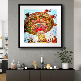 Poster Carnaval balançando carona azul céu vintage foto r