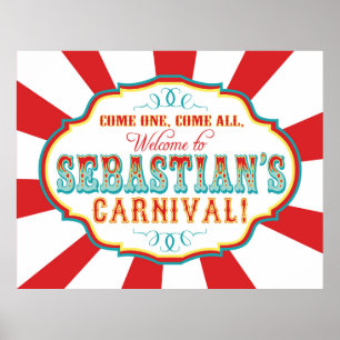 Póster Carnaval Circo Birthday Banner Sebastian CUSTOM