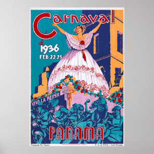 Póster Carnaval de 1936, 22-25 de fevereiro, Panamá