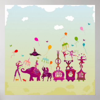 Póster carnaval de circo viajando à luz do dia