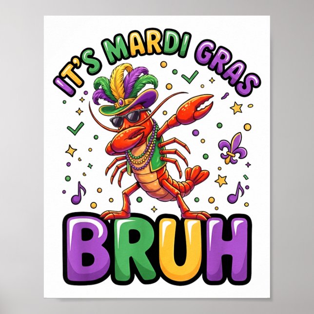 Poster Carnaval de Mardi gras lagostim engraçado dab carn (Frente)