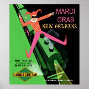 Poster Carnaval de Mardi Gras, pôster de viagem de Nova O