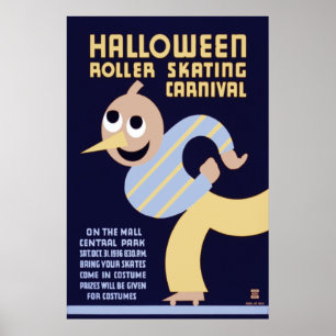 Poster Carnaval de Patinação do Halloween Roller
