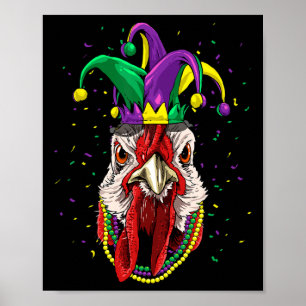Poster Carnaval do Partido Mardi Gras Jester Chicken Love