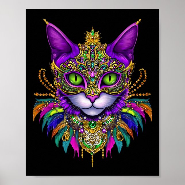 Poster Carnaval Mardi Gras Cat Meowdi Gras Men Wo (Frente)