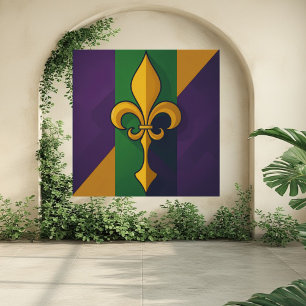 Póster Carnaval Mardi Gras Fleur-de-lis Cultura Patrimôni