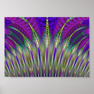 Poster Carnaval Mardi Gras Roxo e Verde Fractal