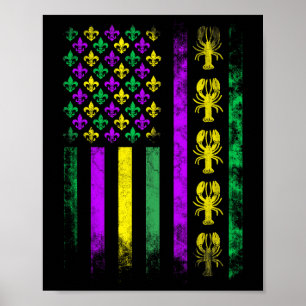 Poster Carnaval Mardi Gras Usa Bandeira Americana Par