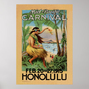 Póster Carnaval médio-Pacífico - Honolulu - 1915